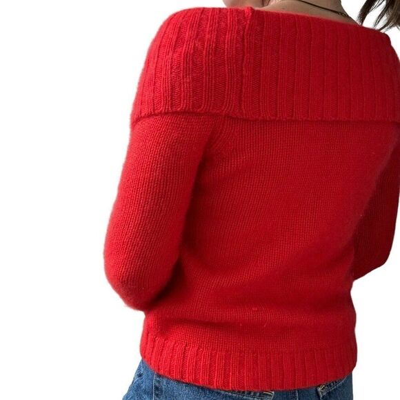 Comptoir Des Cotonniers Womens Cherry Red Angora Cashmere Cowl Neck Sweater sz S - Picture 8 of 10